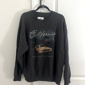 Hollister sweatshirt, California Malibu motel graphic sweatshirt, grey, yellow